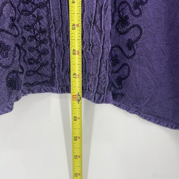 Vintage Just Cruising Midi Dress Womens 1X Purple Ruffles Pleated Embroidered - Picture 10 of 13